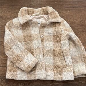 Urban Republic Kids Checkered Puffer Jacket - Cream and Tan